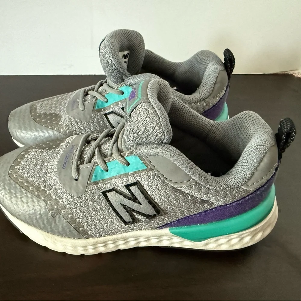 New Balance Kids' Gray and Teal Sneakers